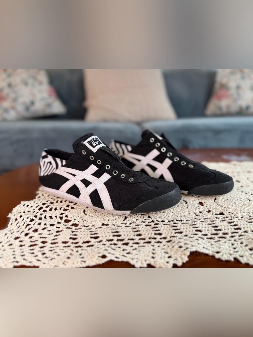 Onitsuka Tiger by Asics Black with White Stripes Low-Profile Sneakers